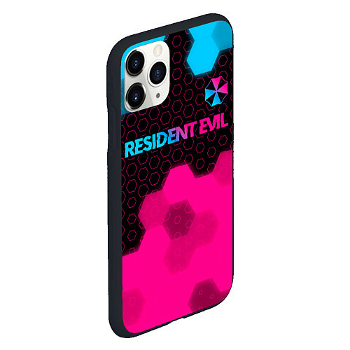 Чехол iPhone 11 Pro матовый Resident Evil - neon gradient: символ сверху / 3D-Черный – фото 2