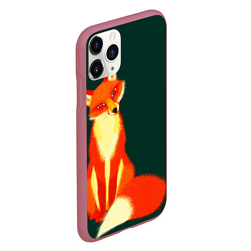 Чехол iPhone 11 Pro матовый Лиса / 3D-Малиновый – фото 2