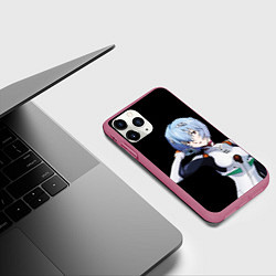 Чехол iPhone 11 Pro матовый Евангелион - Аянами Рэй, цвет: 3D-малиновый — фото 2