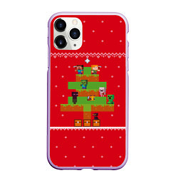 Чехол iPhone 11 Pro матовый Майнкрафт : Новогодний свитер, цвет: 3D-сиреневый