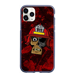 Чехол iPhone 11 Pro матовый Череп пожарного, цвет: 3D-серый