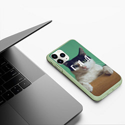 Чехол iPhone 11 Pro матовый Мем с котом - голод, цвет: 3D-салатовый — фото 2