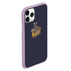 Чехол iPhone 11 Pro матовый Кошка в коробке, цвет: 3D-сиреневый — фото 2