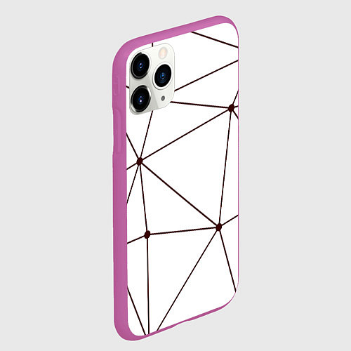 Чехол iPhone 11 Pro матовый Геометрические линии на белом фоне / 3D-Фиолетовый – фото 2