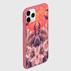 Чехол iPhone 11 Pro матовый Оранжево-коричневый абстрактный геометрический узо, цвет: 3D-малиновый — фото 2