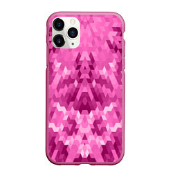 Чехол iPhone 11 Pro матовый Яркий малиново-розовый геометрический узор, цвет: 3D-малиновый