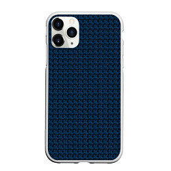 Чехол iPhone 11 Pro матовый Текстура Серьёзный сине-чёрный, цвет: 3D-белый
