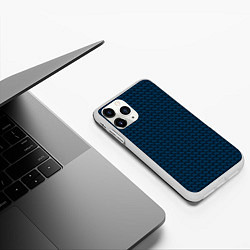 Чехол iPhone 11 Pro матовый Текстура Серьёзный сине-чёрный, цвет: 3D-белый — фото 2