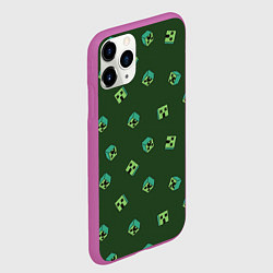 Чехол iPhone 11 Pro матовый Minecraft - зеленые лица, цвет: 3D-фиолетовый — фото 2