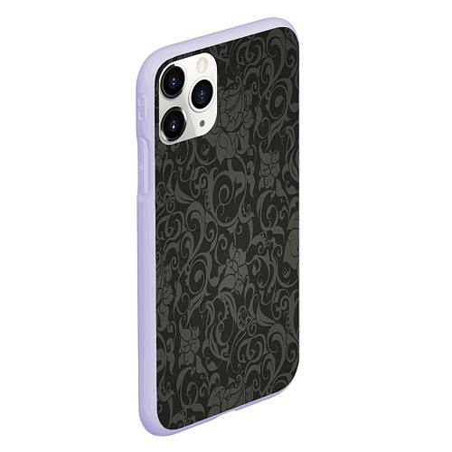 Чехол iPhone 11 Pro матовый The dark flowers / 3D-Светло-сиреневый – фото 2