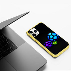 Чехол iPhone 11 Pro матовый Объёмные неоновые шары, цвет: 3D-желтый — фото 2