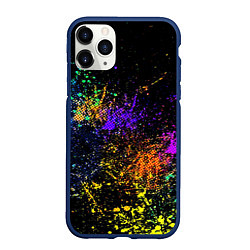Чехол iPhone 11 Pro матовый Абстрактные брызги краски, цвет: 3D-тёмно-синий