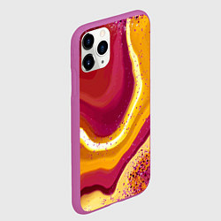 Чехол iPhone 11 Pro матовый Бордово-оранжевый агат, цвет: 3D-фиолетовый — фото 2