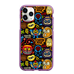 Чехол iPhone 11 Pro матовый Ужастики и монстры, цвет: 3D-фиолетовый