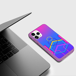 Чехол iPhone 11 Pro матовый Многоцветный градиент с геометрическими фигурами, цвет: 3D-фиолетовый — фото 2