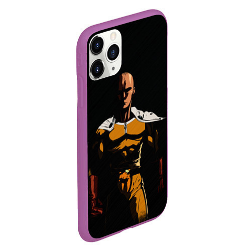 Чехол iPhone 11 Pro матовый One Punch-Man - человек-кулак / 3D-Фиолетовый – фото 2