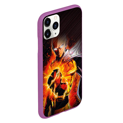 Чехол iPhone 11 Pro матовый One Punch-Man-красный кулак / 3D-Фиолетовый – фото 2