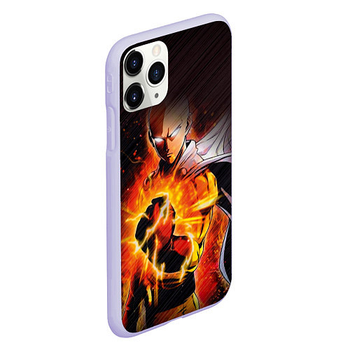 Чехол iPhone 11 Pro матовый One Punch-Man-красный кулак / 3D-Светло-сиреневый – фото 2
