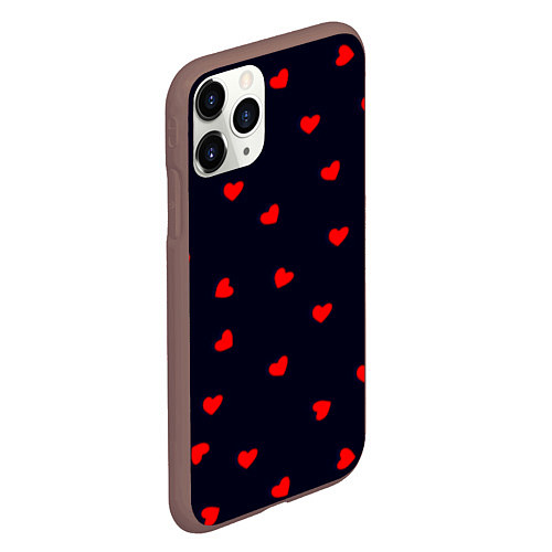 Чехол iPhone 11 Pro матовый Сердечки / 3D-Коричневый – фото 2