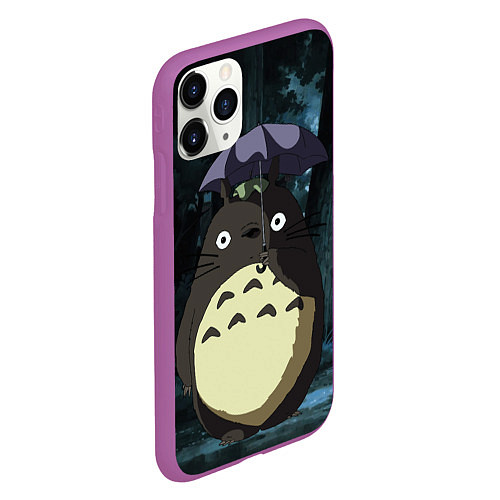 Чехол iPhone 11 Pro матовый Totoro in rain forest / 3D-Фиолетовый – фото 2