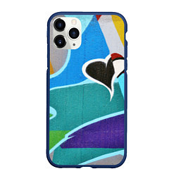 Чехол iPhone 11 Pro матовый Граффити сердце, цвет: 3D-тёмно-синий