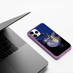 Чехол iPhone 11 Pro матовый Night flight Totoro, цвет: 3D-фиолетовый — фото 2