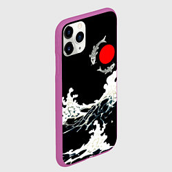 Чехол iPhone 11 Pro матовый Волны и рыбки, цвет: 3D-фиолетовый — фото 2