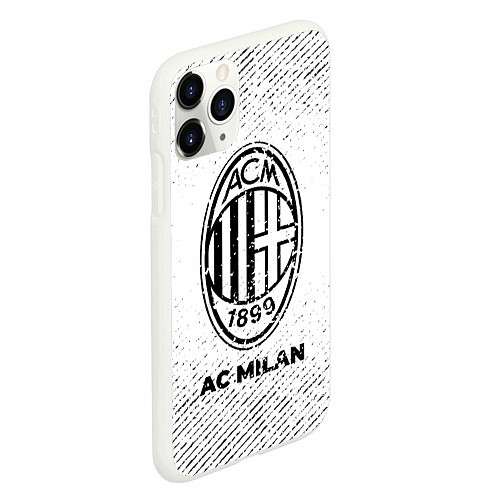 Чехол iPhone 11 Pro матовый AC Milan с потертостями на светлом фоне / 3D-Белый – фото 2