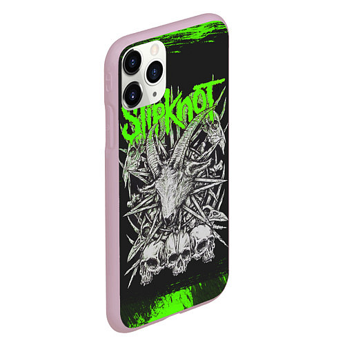 Чехол iPhone 11 Pro матовый Slipknot green logo / 3D-Розовый – фото 2