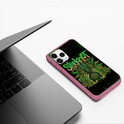 Чехол iPhone 11 Pro матовый Slipknot green satan, цвет: 3D-малиновый — фото 2