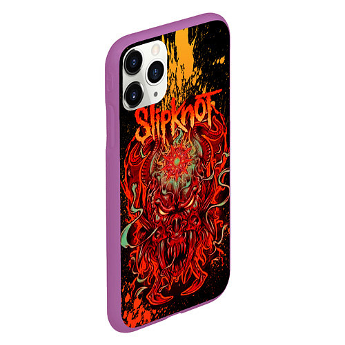 Чехол iPhone 11 Pro матовый Slipknot - red monster / 3D-Фиолетовый – фото 2