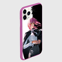 Чехол iPhone 11 Pro матовый Макима - Два цвета - Человек бензопила, цвет: 3D-фиолетовый — фото 2