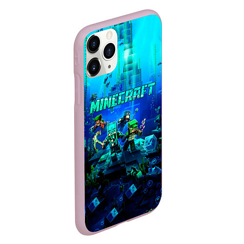 Чехол iPhone 11 Pro матовый Minecraft water / 3D-Розовый – фото 2