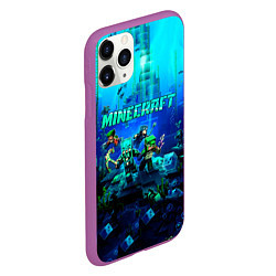 Чехол iPhone 11 Pro матовый Minecraft water, цвет: 3D-фиолетовый — фото 2