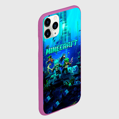 Чехол iPhone 11 Pro матовый Minecraft water / 3D-Фиолетовый – фото 2