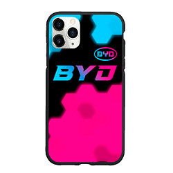Чехол iPhone 11 Pro матовый BYD - neon gradient: символ сверху, цвет: 3D-черный
