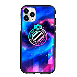 Чехол iPhone 11 Pro матовый Club Brugge неоновый космос, цвет: 3D-черный