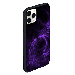 Чехол iPhone 11 Pro матовый Сиреневая абстракция из звуковых волн, цвет: 3D-черный — фото 2