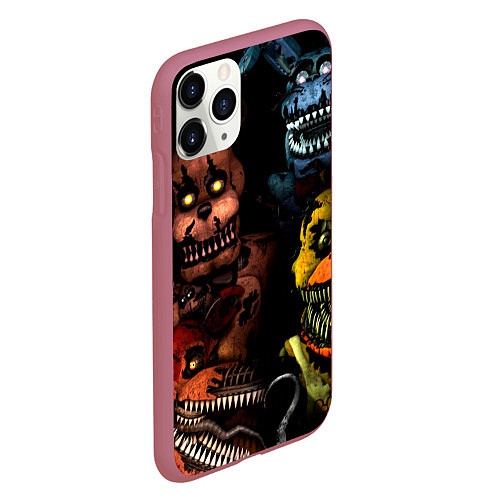 Чехол iPhone 11 Pro матовый Five Nights at Freddys / 3D-Малиновый – фото 2