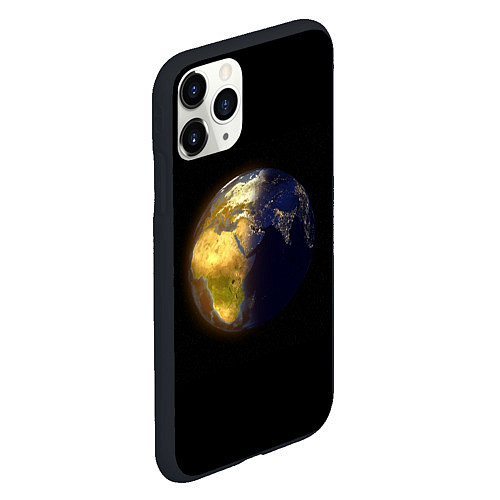 Чехол iPhone 11 Pro матовый Планета Земля, день и ночь / 3D-Черный – фото 2