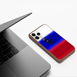 Чехол iPhone 11 Pro матовый Флаг России с медведем, цвет: 3D-коричневый — фото 2