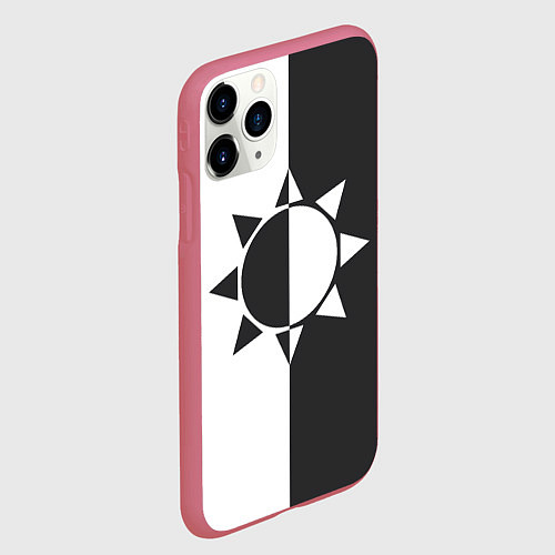 Чехол iPhone 11 Pro матовый Черно-белое солнце / 3D-Малиновый – фото 2