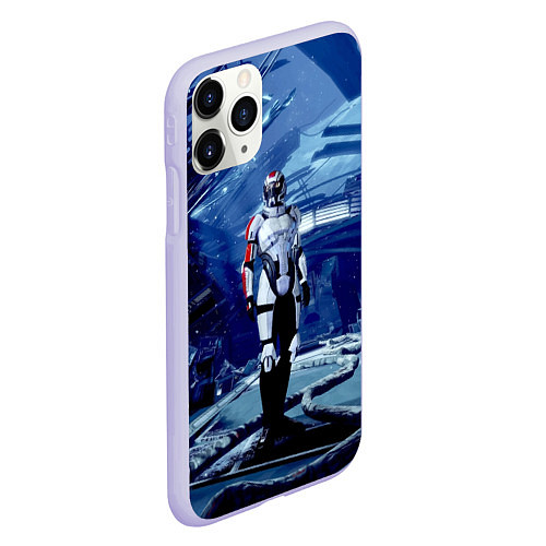 Чехол iPhone 11 Pro матовый Mass Effect 2 - место гибели Нормандии / 3D-Светло-сиреневый – фото 2