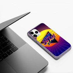 Чехол iPhone 11 Pro матовый Retro wave sun, цвет: 3D-серый — фото 2