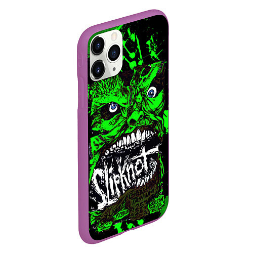 Чехол iPhone 11 Pro матовый Slipknot - green monster по / 3D-Фиолетовый – фото 2