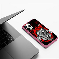 Чехол iPhone 11 Pro матовый Slipknot - красный козел, цвет: 3D-малиновый — фото 2
