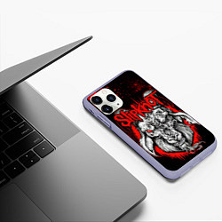 Чехол iPhone 11 Pro матовый Slipknot - красный козел, цвет: 3D-светло-сиреневый — фото 2