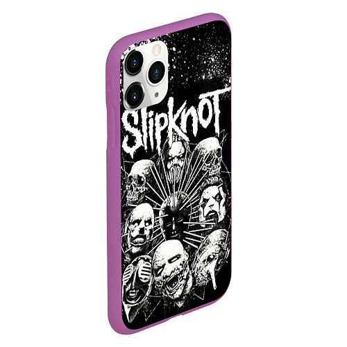 Чехол iPhone 11 Pro матовый Slipknot Black / 3D-Фиолетовый – фото 2