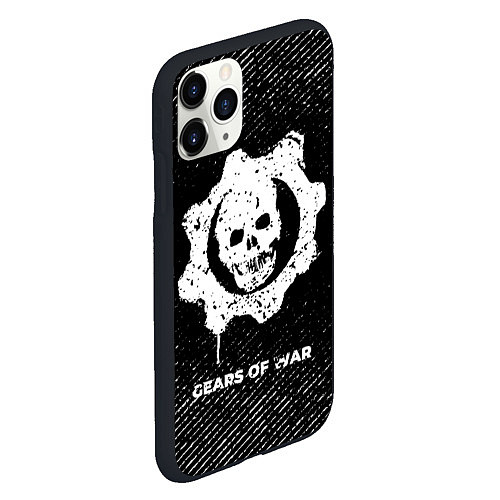 Чехол iPhone 11 Pro матовый Gears of War с потертостями на темном фоне / 3D-Черный – фото 2