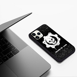 Чехол iPhone 11 Pro матовый Gears of War с потертостями на темном фоне, цвет: 3D-черный — фото 2